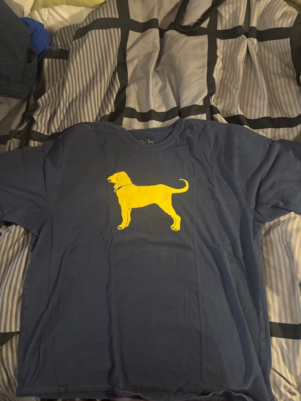 The Black Dog Navy Tee with Yellow Dog Silhouette